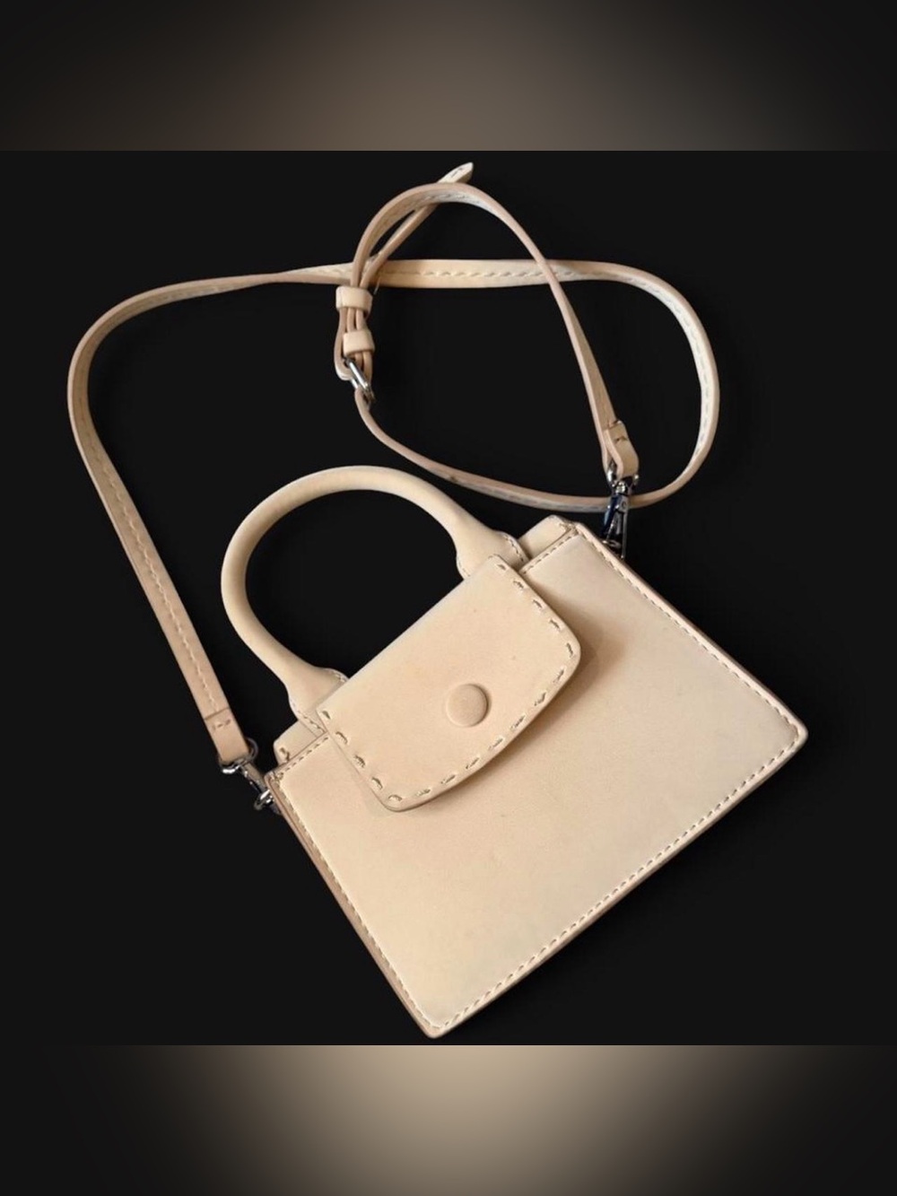 Zara Beige Mini Top-Handle Crossbody Bag